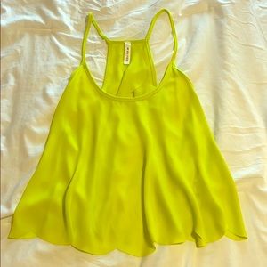 Women’s small highlighter yellow open back tank